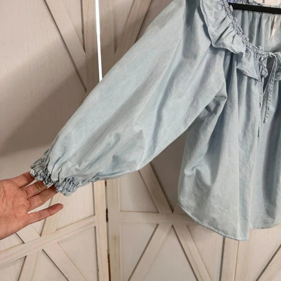 Free People Lily Of The Valley Chambray Blouse - Picture 7 of 8